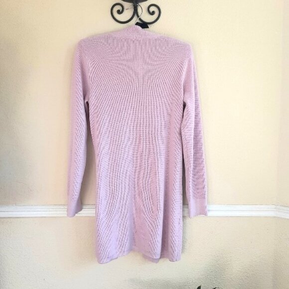Cyrus Long Cardigan in Waffle Knit Pink Small - Picture 4 of 6